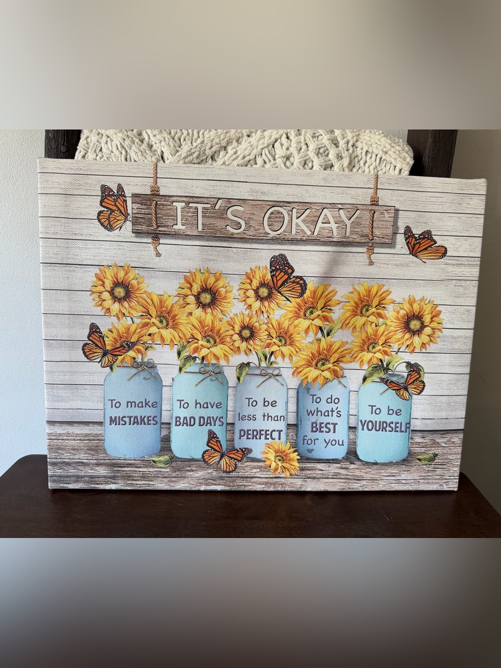“It's Okay” Wall Art Sign - Yellow Sunflower Home Decor